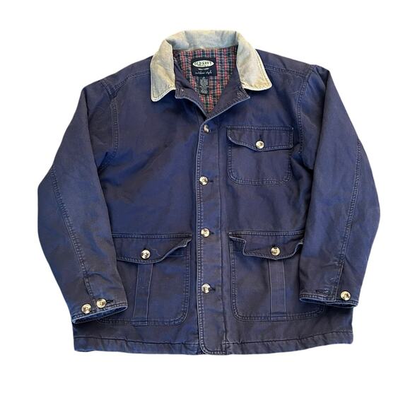 Vtg Old Navy Barn Chore Coat Size Large Workwear Flannel Lined Jacket Utility - Picture 1 of 6